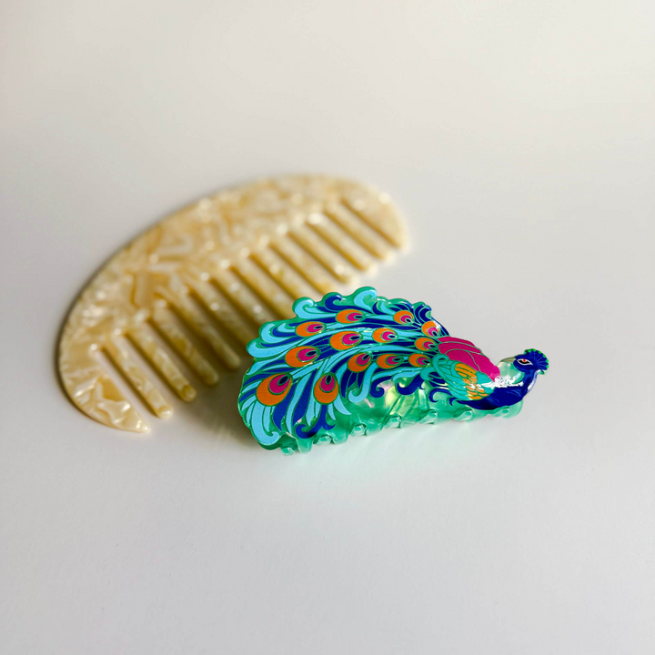 Peacock Hair Claw