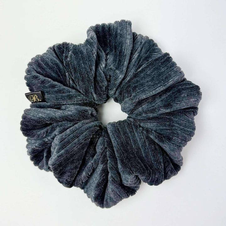 Velvet Ribbed Scrunchie in Charcoal