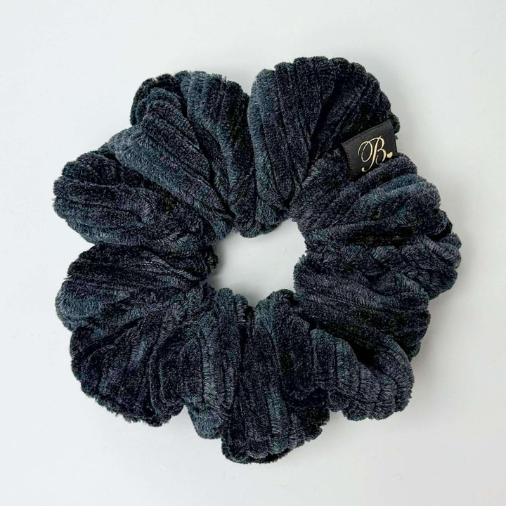 Velvet Ribbed Scrunchie in Charcoal