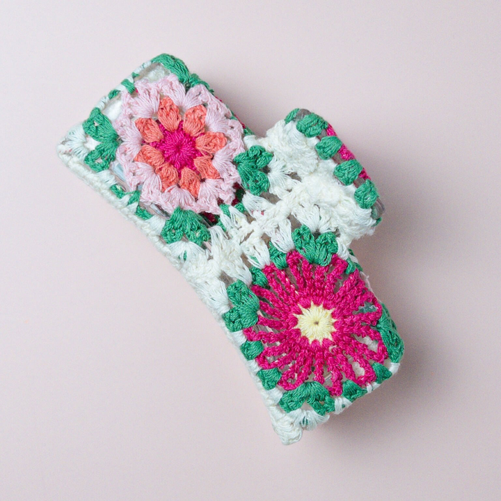 Chic floral crochet hair claw clip for women - Large hair clip for styling & everyday use