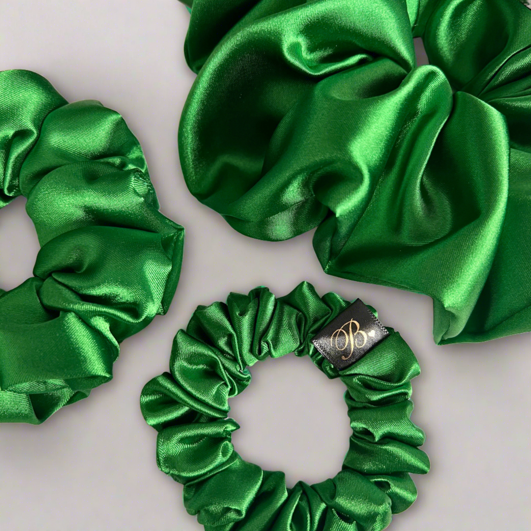 Emerald Silky Satin Scrunchie