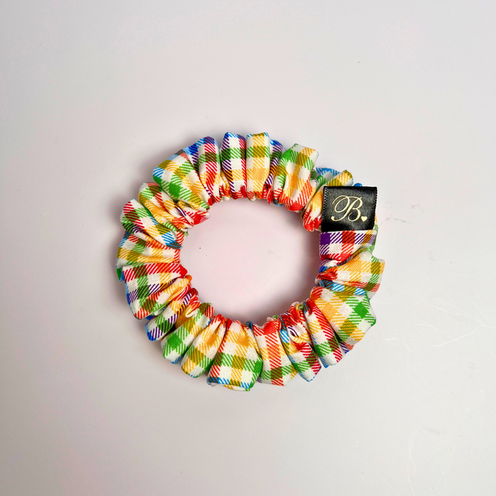 Rainbow Gingham Mini Scrunchie