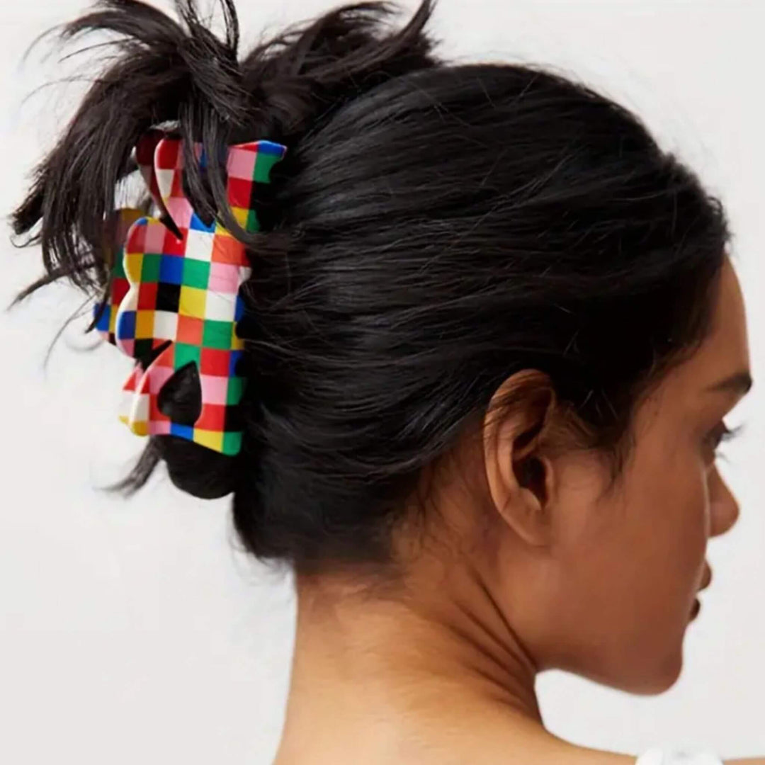 Rainbow Checkerboard Claw Clip