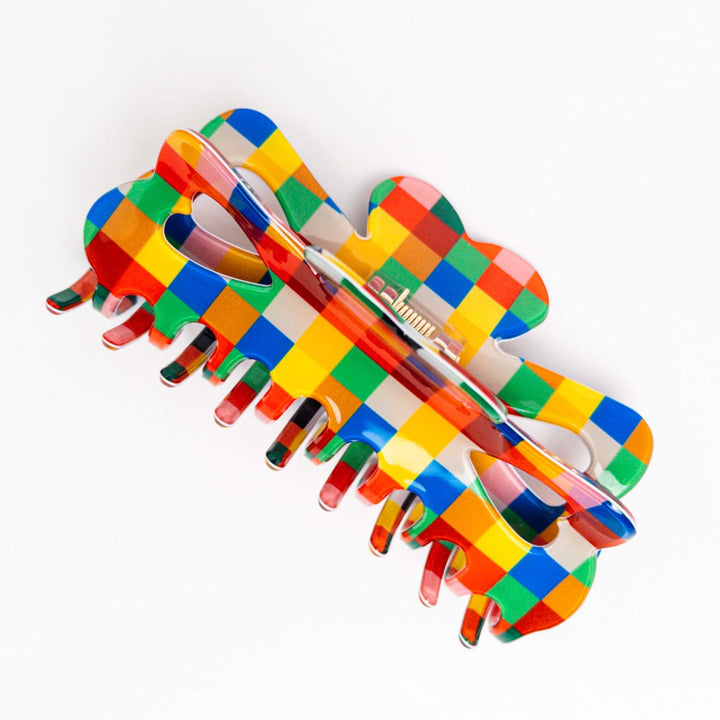 Rainbow Checkerboard Claw Clip